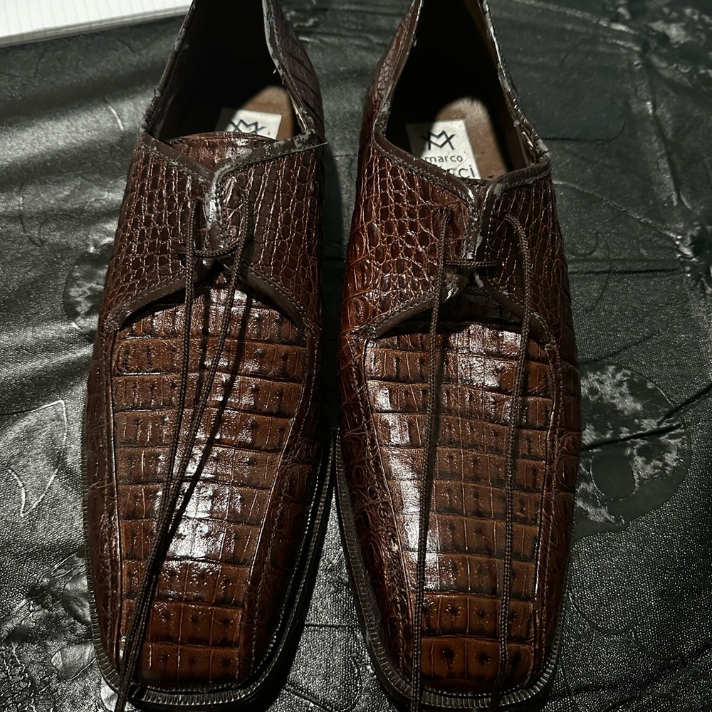Marco Vicci Brown Crocodile Pattern Men's Shoes